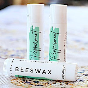 LIP BALM, PEPPERMINT, HANDMADE WITH ESSENTIAL OILS, Pack of 3